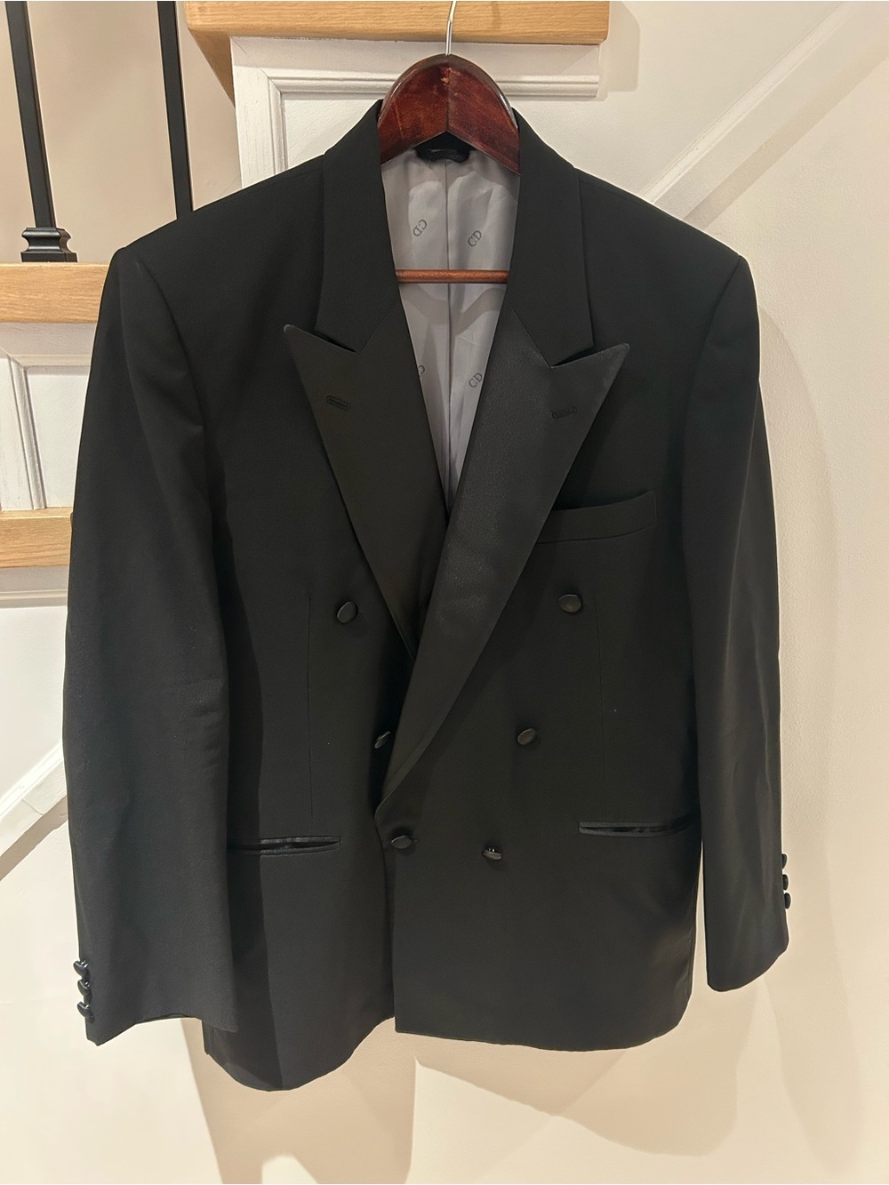 Christian Dior Black Double-Breasted Tuxedo Blazer